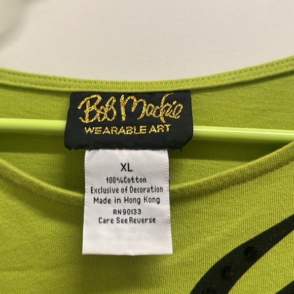 Bob Mackie Green and Black Sequined SS Shirt - XL - Picture 4 of 4
